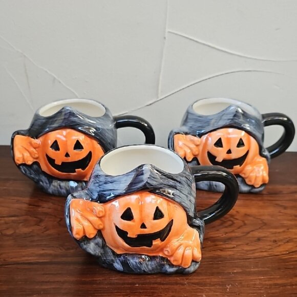 NEW 4 ceramic Jack-o'-lantern Halloween mugs Lewis mug Hyde and Eek Target - Picture 13 of 16